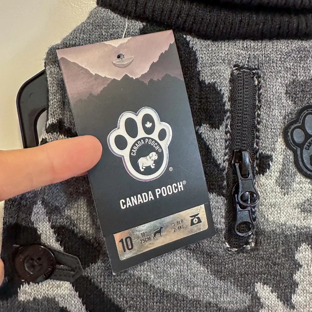 Canada Pooch Black & Gray Camo Northern Knit Winter Coat